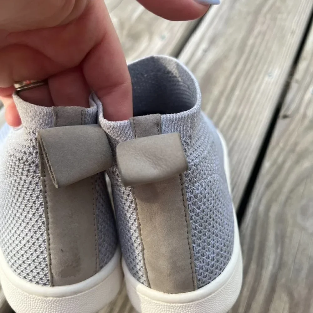 ** Eileen Fisher Gray Sneakers Platform slip on woven knit tenns shoes 5.5